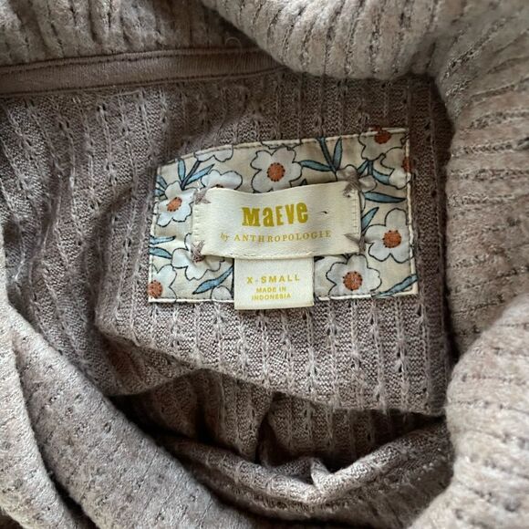 Anthropologie Maeve Addie Ruffled Hacci Cowl Neck XS mauve color - Picture 3 of 5